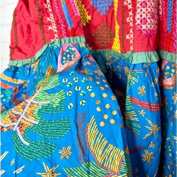 🌸 FARM RIO 🌸by Anthropologie Color blocking Embroidered Mini Dress size XL new - Picture 7 of 13